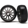 Traxxas 7573A Tires & Wheels, Assembled, Glued (12-spoke Black Chrome Wheels, Slick Tires) (2) -Remote Control Toy Car traxxas 7573a tires wheels assembled glued 12 spok