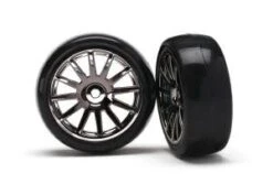 Traxxas 7573A Tires & Wheels, Assembled, Glued (12-spoke Black Chrome Wheels, Slick Tires) (2)