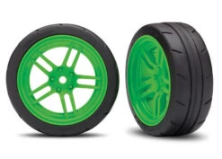 Traxxas Tires And Wheels, Assembled, Glued (split-spoke Green Wheels, 1.9' Response Tires) (front) (2) (VXL Rated)
