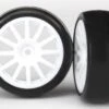Traxxas Tires & Wheels, Assembled, Glued (12-spoke White Wheels, Slick Tires) (2) 2 Traxxas Tires & Wheels, Assembled, Glued (12-spoke White Wheels, Slick Tires) (2) -Remote Control Toy Car traxxas tires wheels assembled glued 12 spoke whit