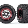 Traxxas Tires & Wheels, Assembled, Glued (black, Red Beadlock Style Wheels, Maxx® MT Tires, Foam Inserts) (2) (17mm Splined) (TSM® Rated) 2 Traxxas Tires & Wheels, Assembled, Glued (black, Red Beadlock Style Wheels, Maxx® MT Tires, Foam Inserts) (2) (17mm Splined) (TSM® Rated) -Remote Control Toy Car traxxas tires wheels assembled glued black red bea