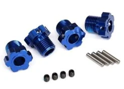 Traxxas Wheel Hubs, Splined, 17mm (blue-anodized) (4)/ 4x5 GS (4), 3x14mm Pin (4)
