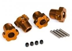 Traxxas Wheel Hubs, Splined, 17mm (ORANGE-anodized) (4)/ 4x5 GS (4), 3x14mm Pin (4)